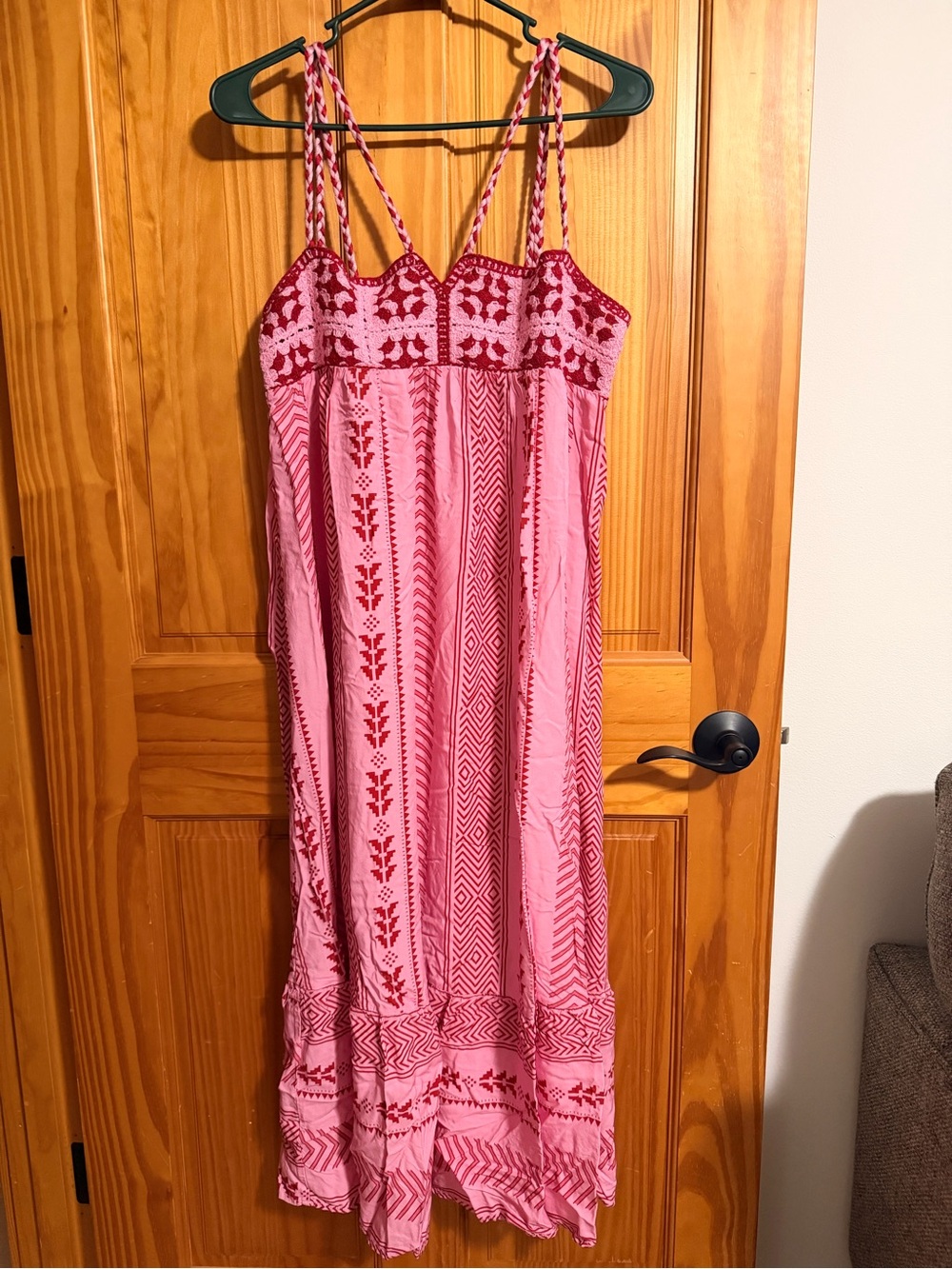 Cupshe Pink and Red Embroidered Maxi Dress
